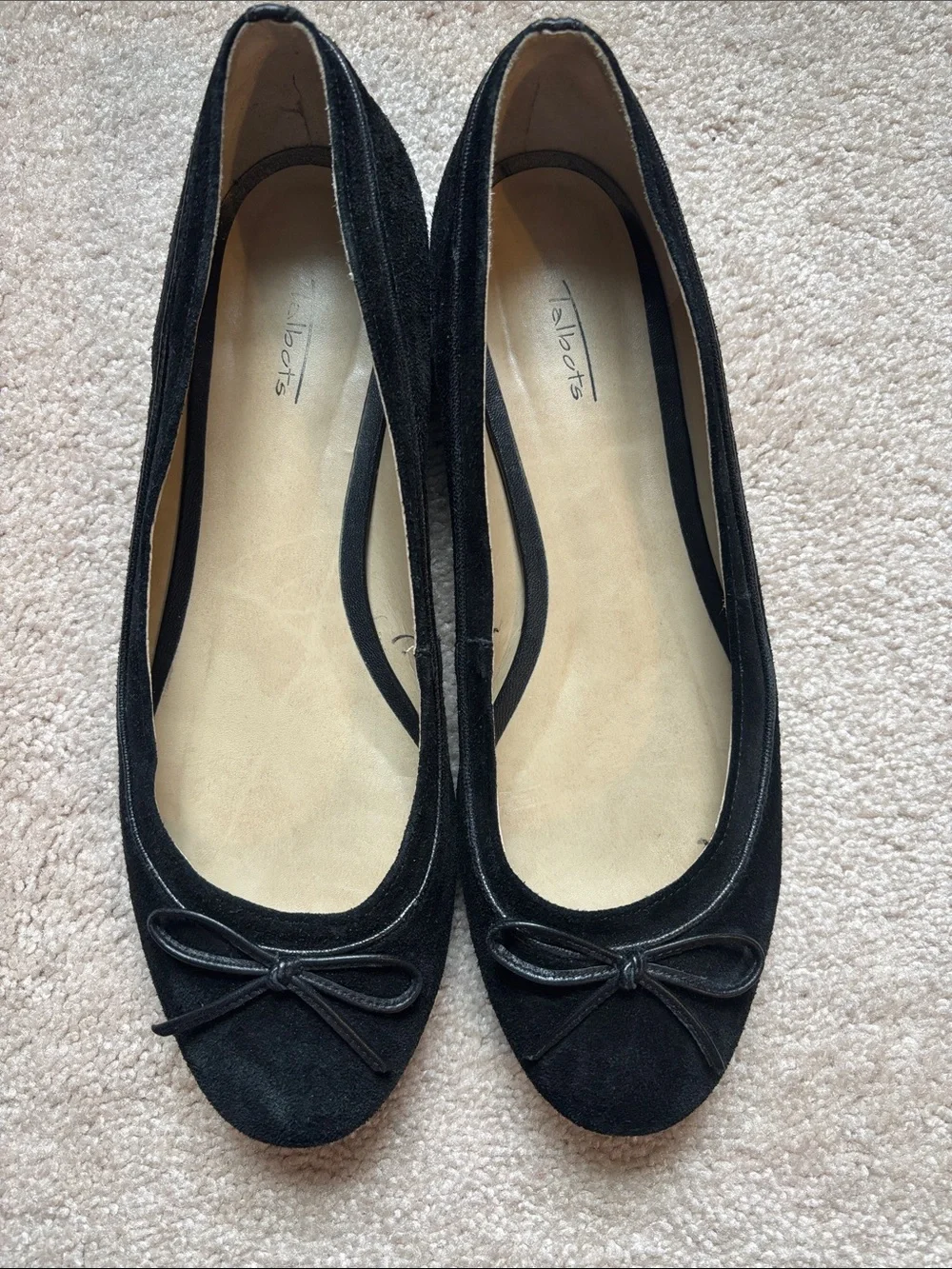 Talbots Black Suede Bow Ballet Flats - Picture 1 of 7